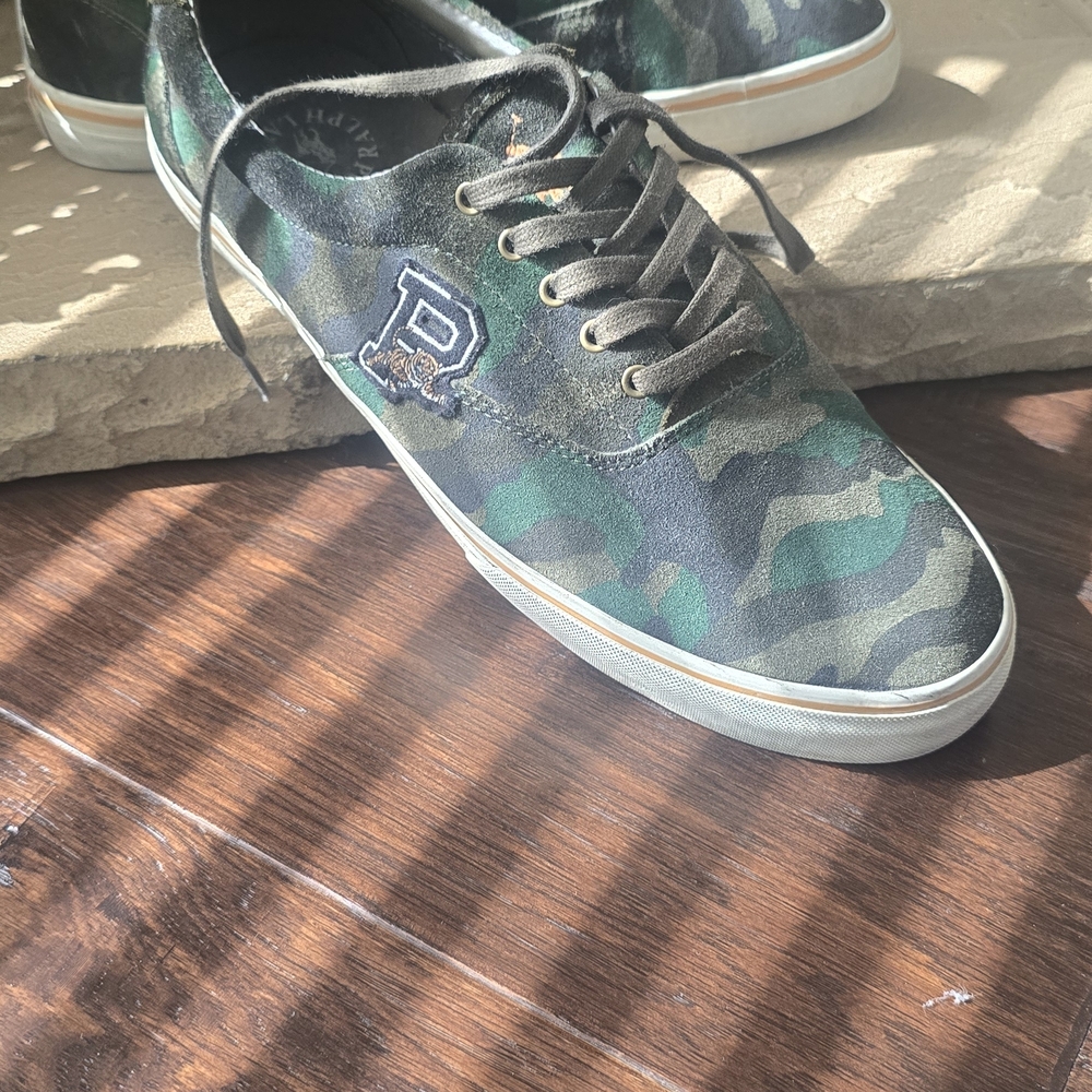 Camouflage Canvas Lace-Up Sneakers with 'P' Patch